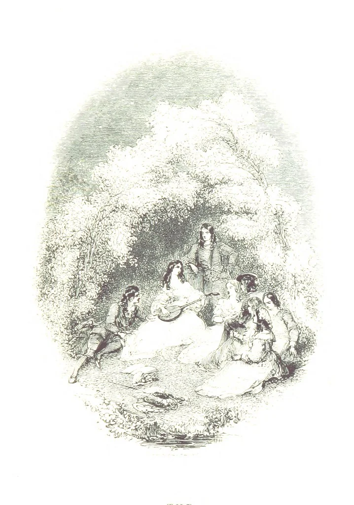 An illustration from Poems ... With a biographical and critical introduction by the Rev. Thomas Dale, and seventy-five illustrations, engraved by J. Orrin Smith, from drawings by John Gilbert, 1841, leaf 103