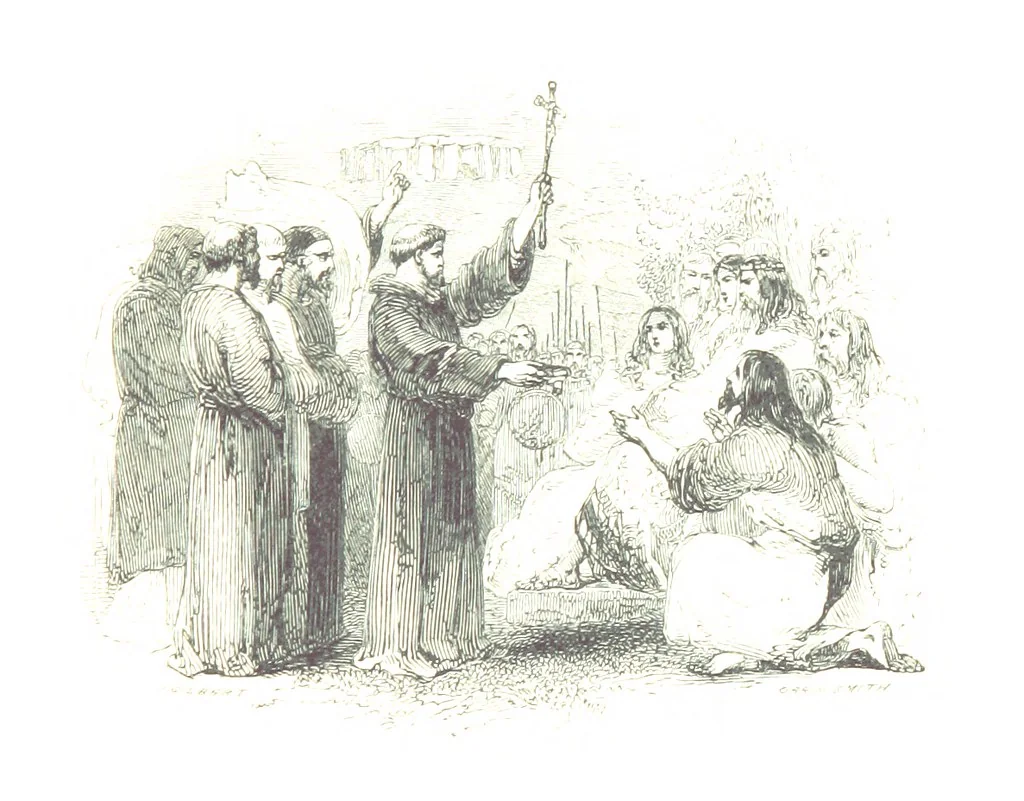 An illustration from Poems ... With a biographical and critical introduction by the Rev. Thomas Dale, and seventy-five illustrations, engraved by J. Orrin Smith, from drawings by John Gilbert, 1841, leaf 165
