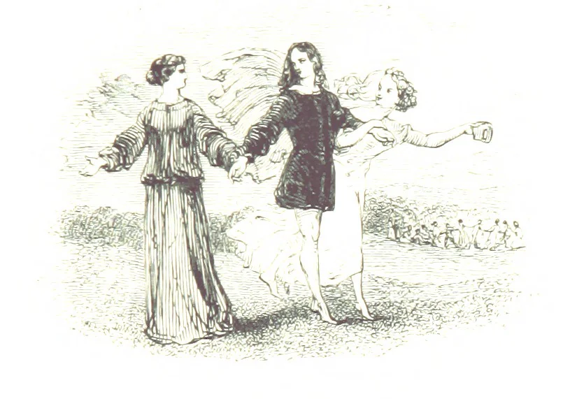 An illustration from Poems ... With a biographical and critical introduction by the Rev. Thomas Dale, and seventy-five illustrations, engraved by J. Orrin Smith, from drawings by John Gilbert, 1841, leaf 303