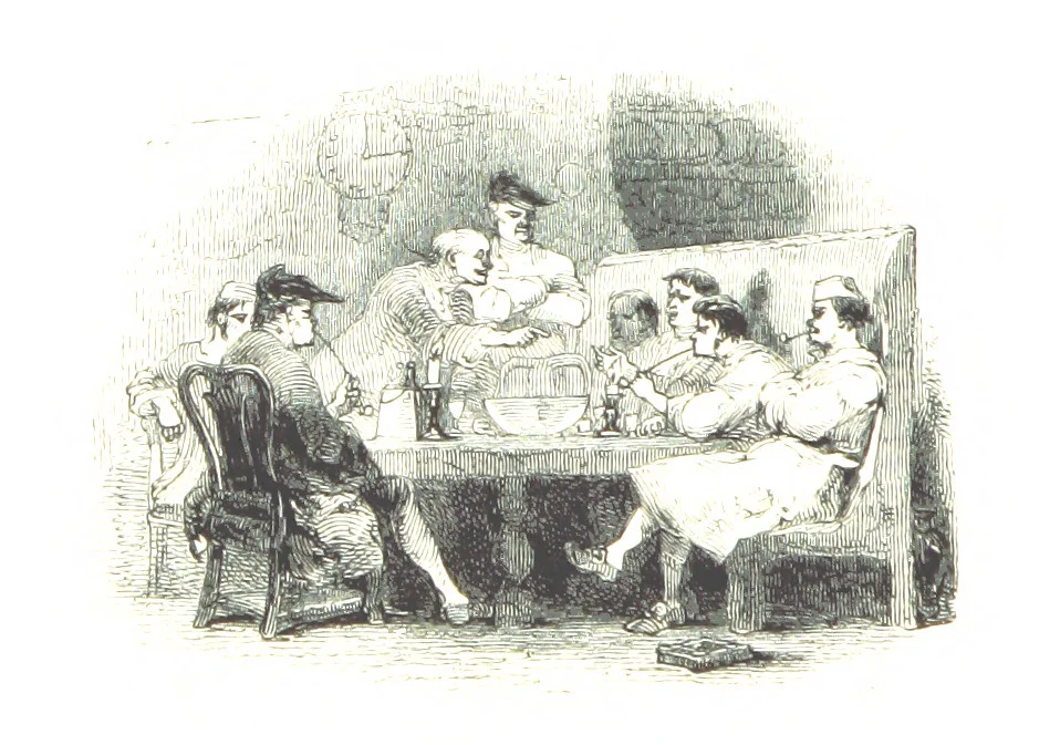 An illustration from Poems ... With a biographical and critical introduction by the Rev. Thomas Dale, and seventy-five illustrations, engraved by J. Orrin Smith, from drawings by John Gilbert, 1841, leaf 80