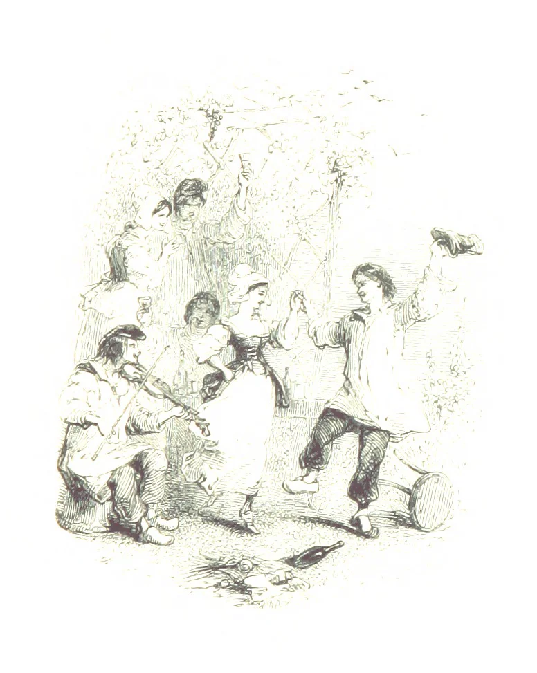 An illustration from Poems ... With a biographical and critical introduction by the Rev. Thomas Dale, and seventy-five illustrations, engraved by J. Orrin Smith, from drawings by John Gilbert, 1841, leaf 83