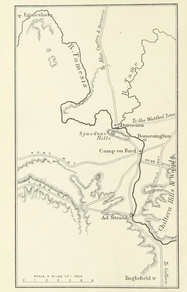 An illustration from The Doomed City; or, the Last days of Durocina. A tale of the Anglo-Saxon conquest of Britain, and the mission of Augustine, 1889, leaf 8