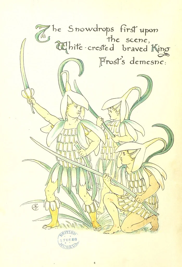 An illustration from Flora's Feast. A masque of flowers, penned & pictured by Walter Crane, 1889, leaf 20