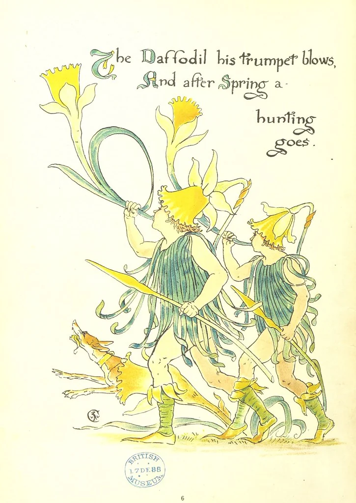 An illustration from Flora's Feast. A masque of flowers, penned & pictured by Walter Crane, 1889, leaf 24