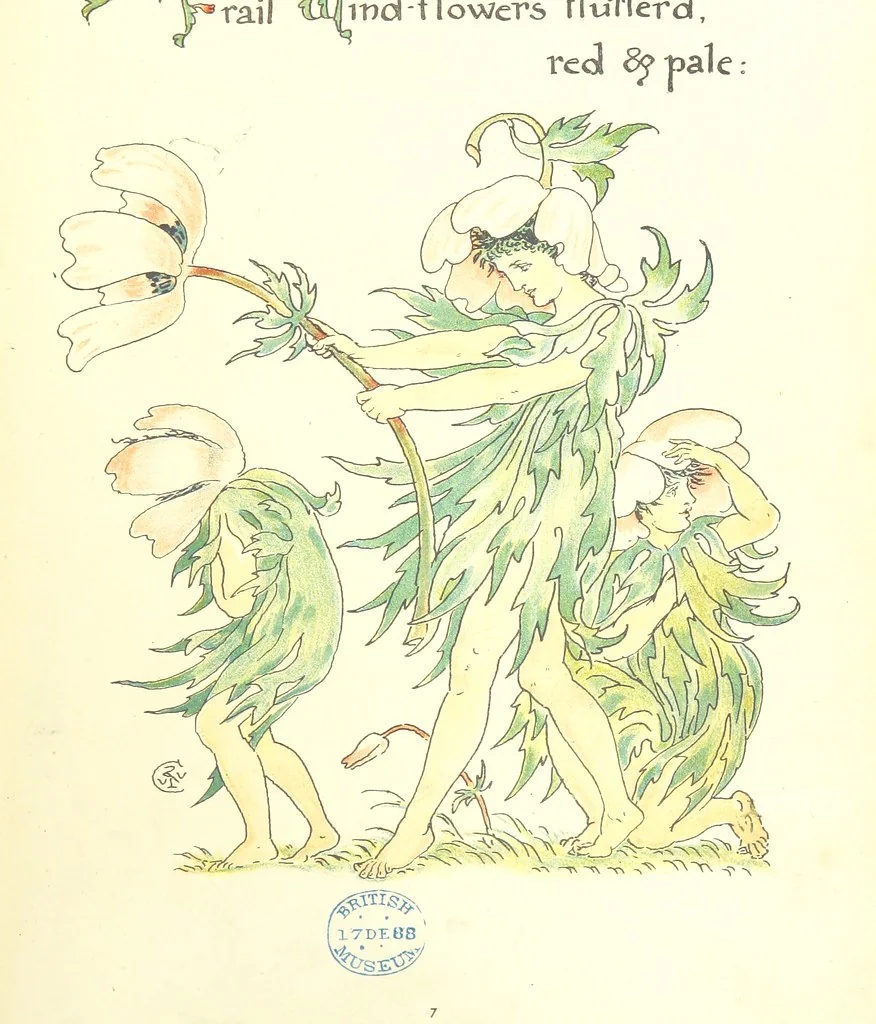 An illustration from Flora's Feast. A masque of flowers, penned & pictured by Walter Crane, 1889, leaf 25