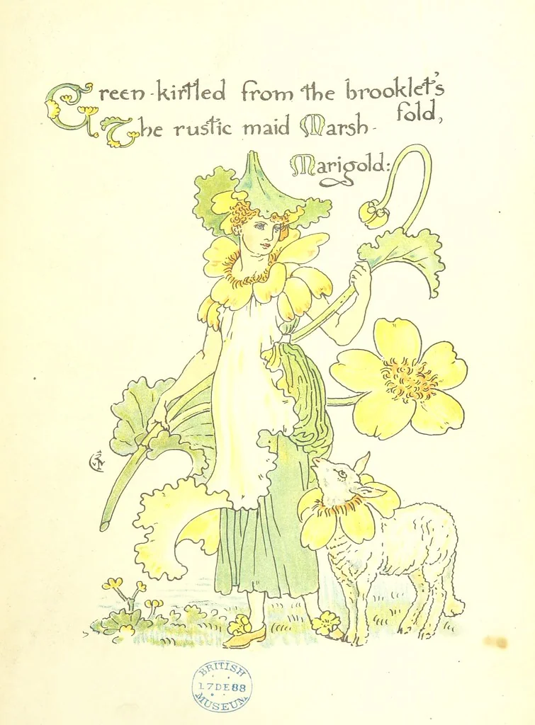 An illustration from Flora's Feast. A masque of flowers, penned & pictured by Walter Crane, 1889, leaf 29