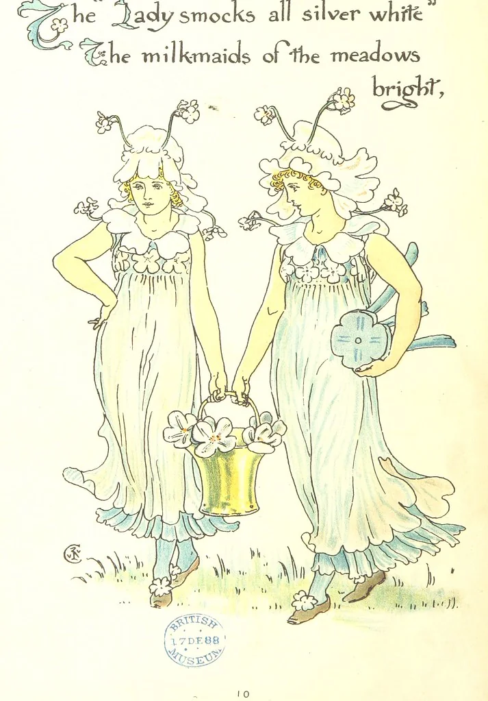 An illustration from Flora's Feast. A masque of flowers, penned & pictured by Walter Crane, 1889, leaf 32