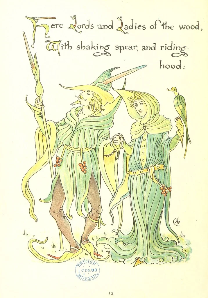 An illustration from Flora's Feast. A masque of flowers, penned & pictured by Walter Crane, 1889, leaf 36