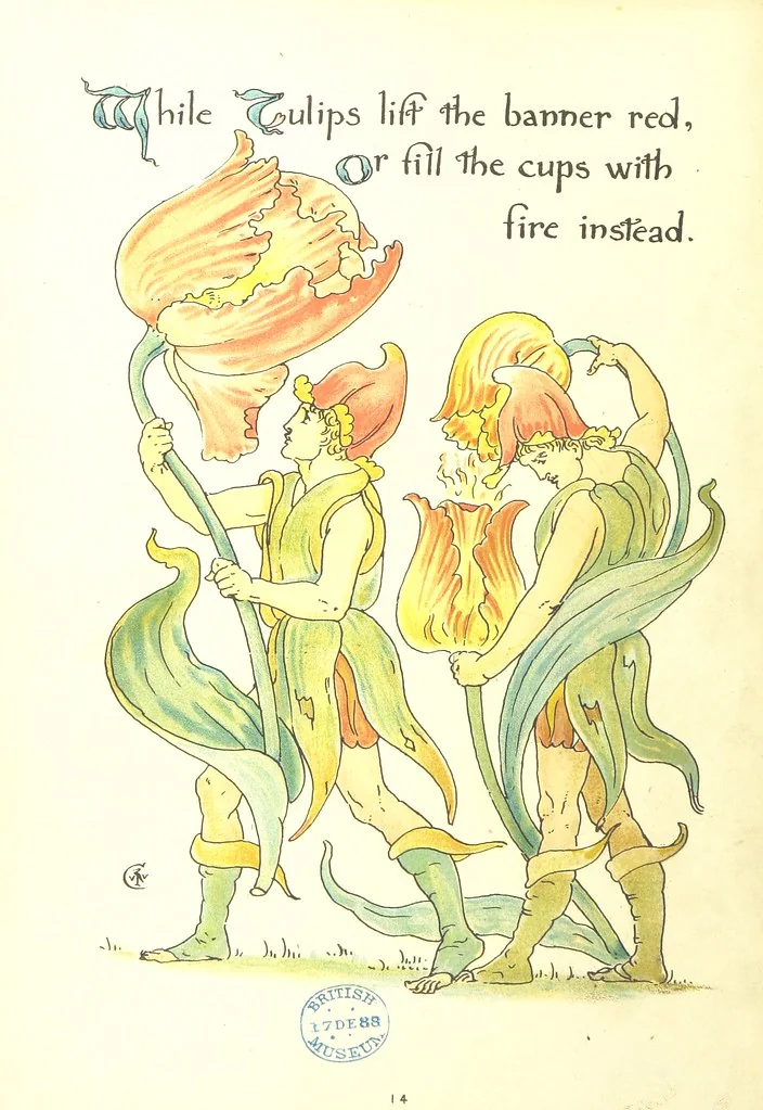 An illustration from Flora's Feast. A masque of flowers, penned & pictured by Walter Crane, 1889, leaf 40