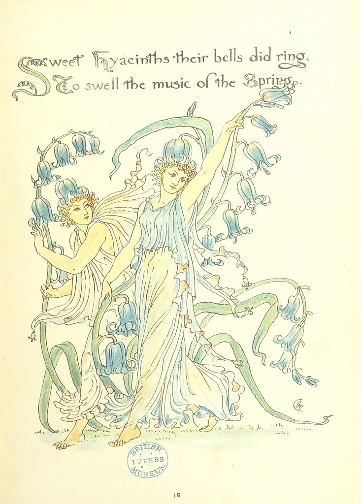 An illustration from Flora's Feast. A masque of flowers, penned & pictured by Walter Crane, 1889, leaf 41