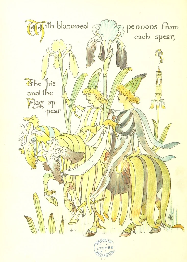 An illustration from Flora's Feast. A masque of flowers, penned & pictured by Walter Crane, 1889, leaf 44