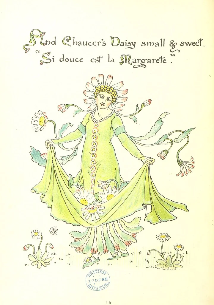 An illustration from Flora's Feast. A masque of flowers, penned & pictured by Walter Crane, 1889, leaf 48
