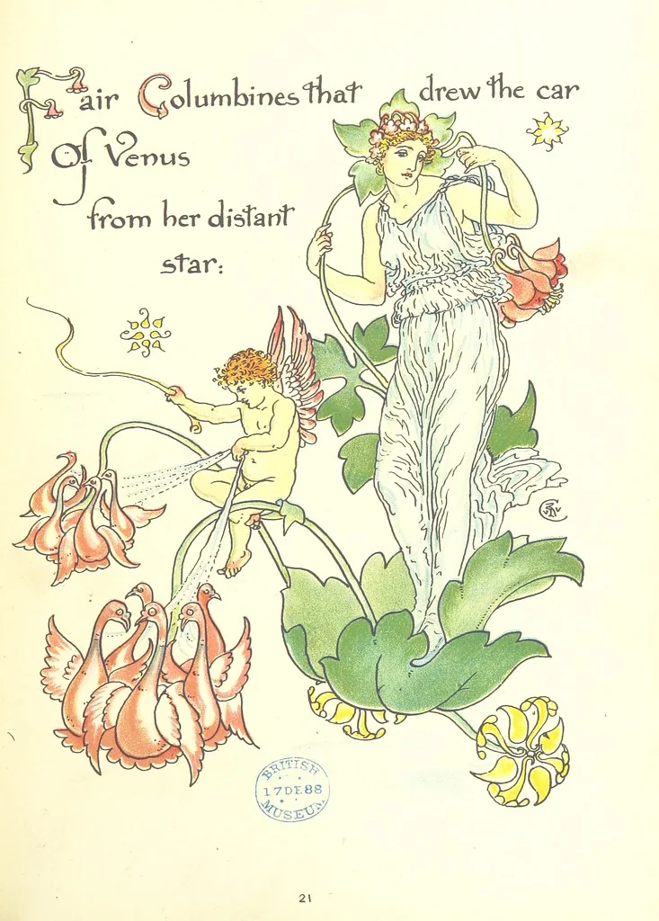 An illustration from Flora's Feast. A masque of flowers, penned & pictured by Walter Crane, 1889, leaf 53