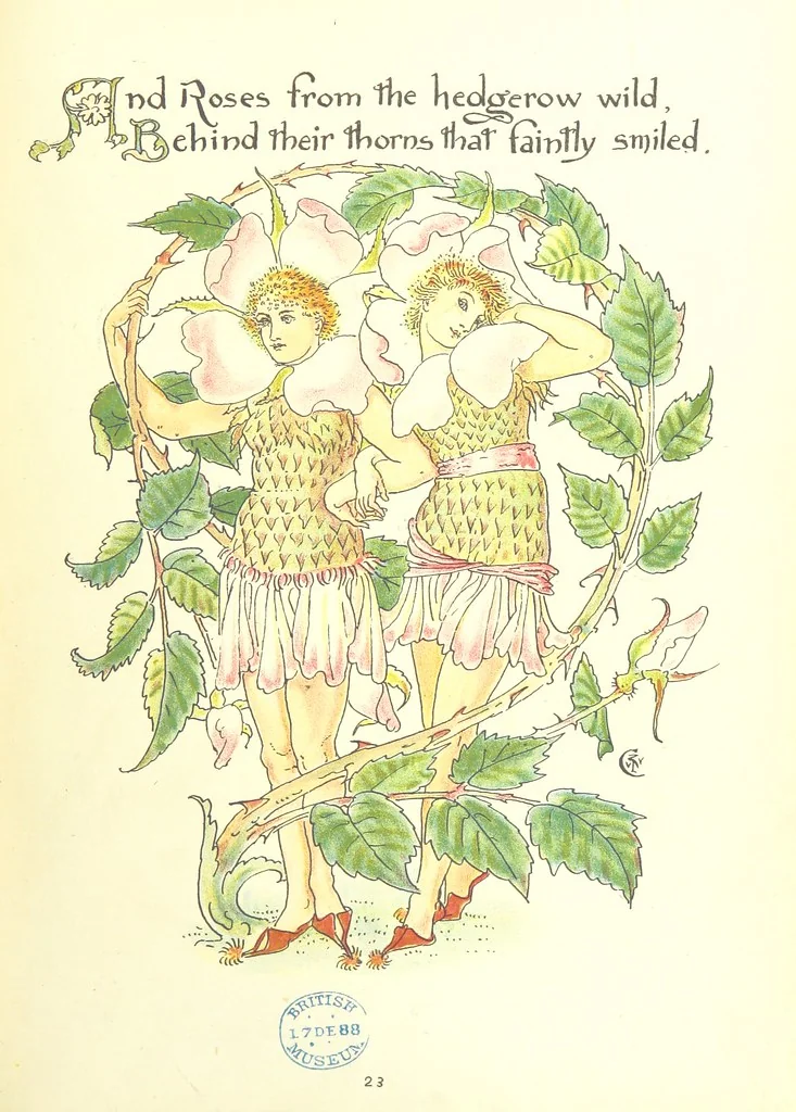 An illustration from Flora's Feast. A masque of flowers, penned & pictured by Walter Crane, 1889, leaf 57