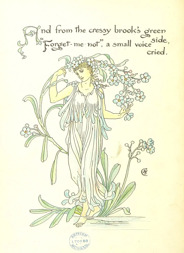 An illustration from Flora's Feast. A masque of flowers, penned & pictured by Walter Crane, 1889, leaf 60