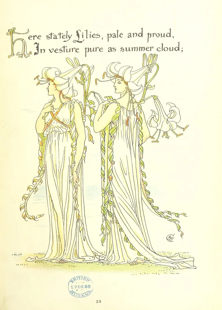 An illustration from Flora's Feast. A masque of flowers, penned & pictured by Walter Crane, 1889, leaf 61