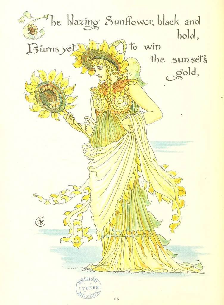 An illustration from Flora's Feast. A masque of flowers, penned & pictured by Walter Crane, 1889, leaf 84