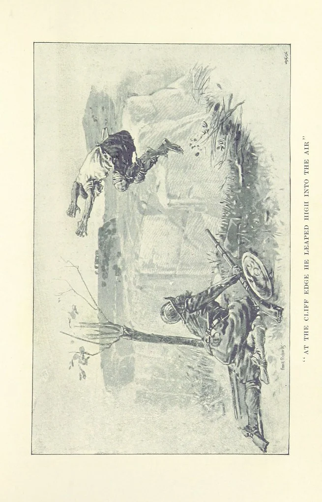 An illustration from The Red Axe. (Illustrations by Frank Richards.), 1899, leaf 195