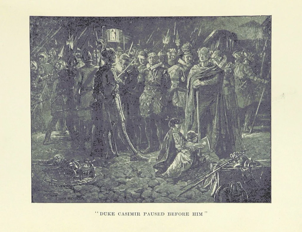 An illustration from The Red Axe. (Illustrations by Frank Richards.), 1899, leaf 25