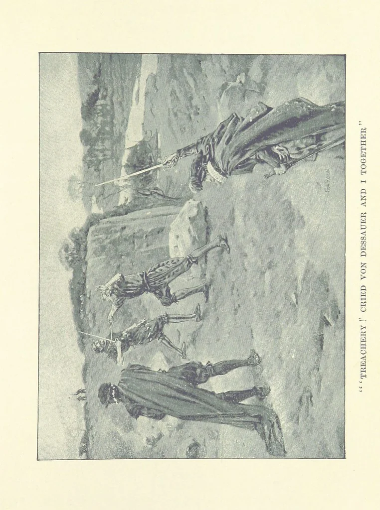 An illustration from The Red Axe. (Illustrations by Frank Richards.), 1899, leaf 251
