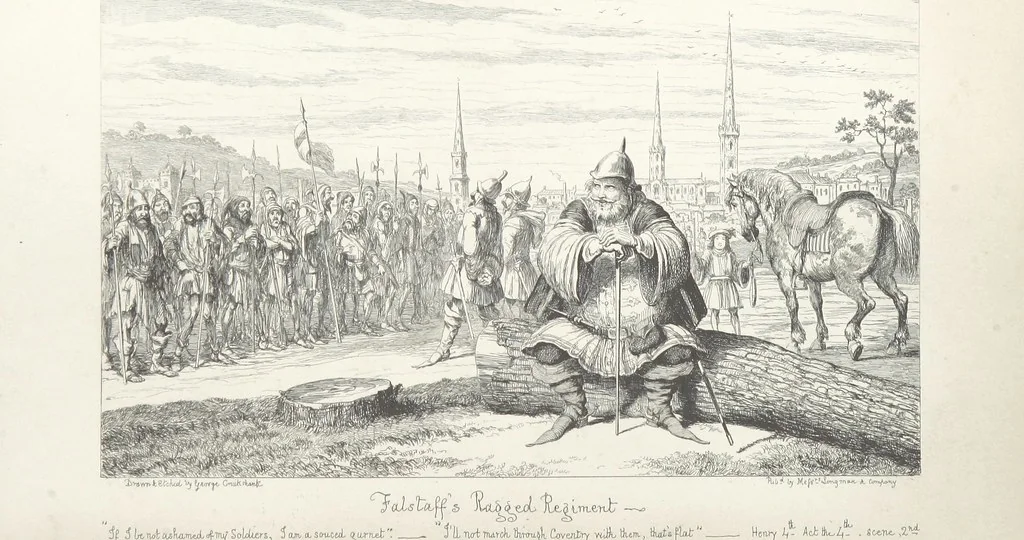 An illustration from The Life of Sir John Falstaff. Illustrated by G. Cruikshank. With a biography of the knight from authentic sources by Robert B. Brough, 1858, leaf 134