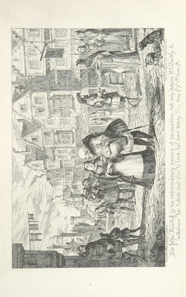An illustration from The Life of Sir John Falstaff. Illustrated by G. Cruikshank. With a biography of the knight from authentic sources by Robert B. Brough, 1858, leaf 167