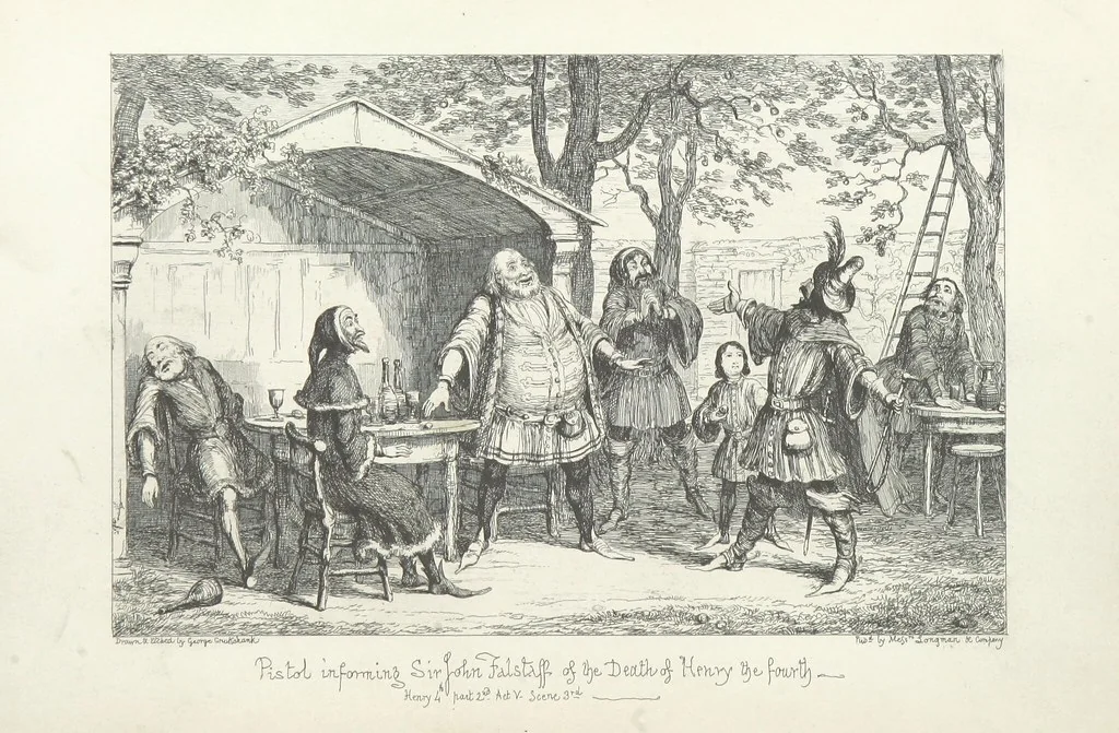 An illustration from The Life of Sir John Falstaff. Illustrated by G. Cruikshank. With a biography of the knight from authentic sources by Robert B. Brough, 1858, leaf 256