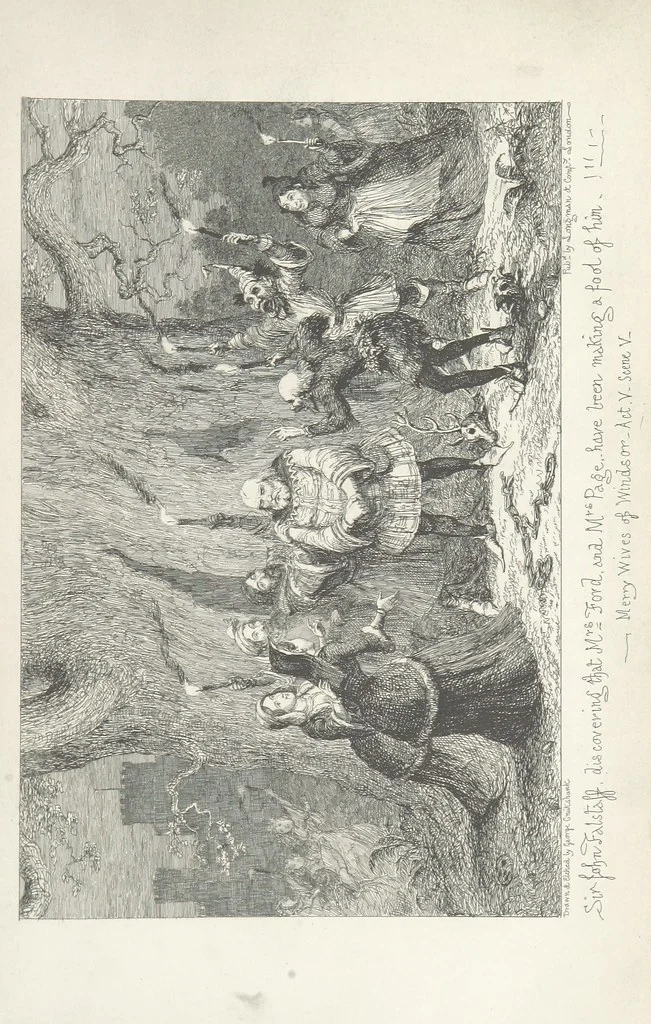 An illustration from The Life of Sir John Falstaff. Illustrated by G. Cruikshank. With a biography of the knight from authentic sources by Robert B. Brough, 1858, leaf 293