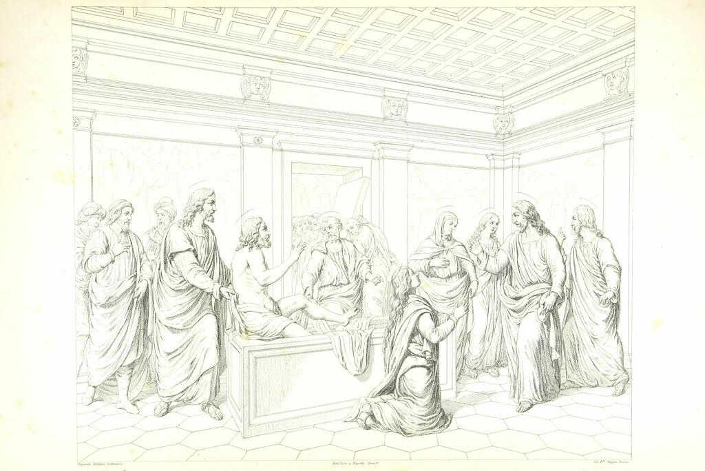 An illustration from Nuova guida storica, religiosa ed artistica al sacro monte di Varallo ed alle sue adiacenze, illustrata con disegni grafici ... Parte prima, contenente i lavori plastici, 1857, leaf 102