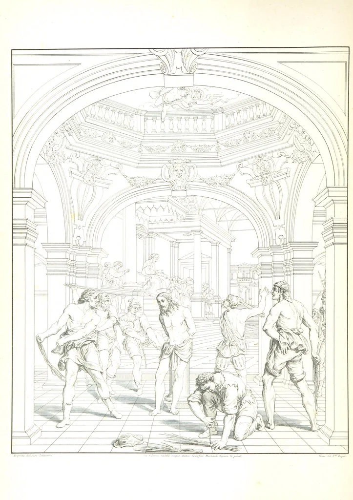 An illustration from Nuova guida storica, religiosa ed artistica al sacro monte di Varallo ed alle sue adiacenze, illustrata con disegni grafici ... Parte prima, contenente i lavori plastici, 1857, leaf 160