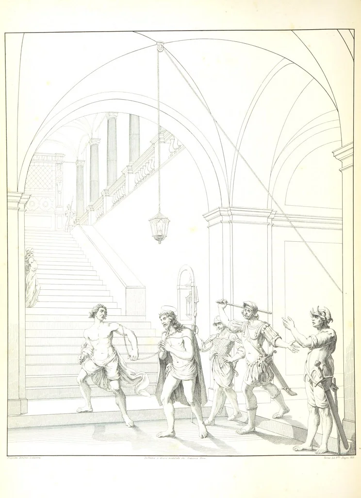 An illustration from Nuova guida storica, religiosa ed artistica al sacro monte di Varallo ed alle sue adiacenze, illustrata con disegni grafici ... Parte prima, contenente i lavori plastici, 1857, leaf 168