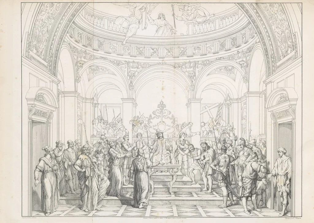 An illustration from Nuova guida storica, religiosa ed artistica al sacro monte di Varallo ed alle sue adiacenze, illustrata con disegni grafici ... Parte prima, contenente i lavori plastici, 1857, leaf 180