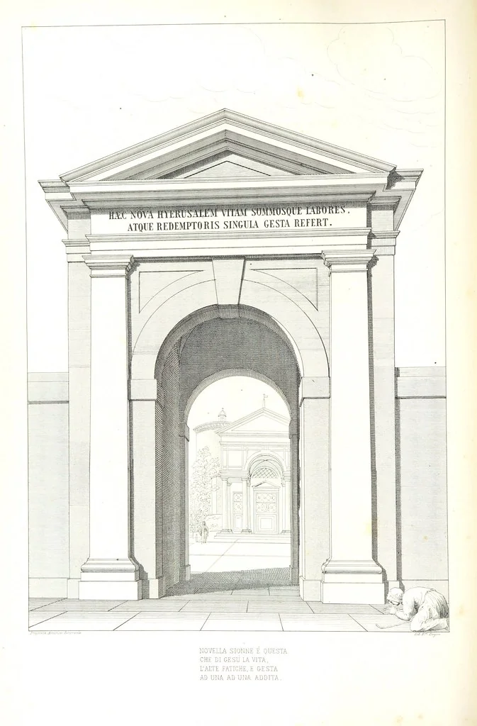 An illustration from Nuova guida storica, religiosa ed artistica al sacro monte di Varallo ed alle sue adiacenze, illustrata con disegni grafici ... Parte prima, contenente i lavori plastici, 1857, leaf 30