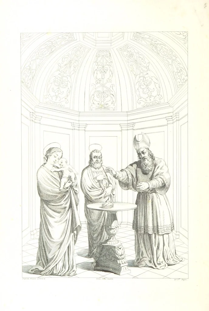 An illustration from Nuova guida storica, religiosa ed artistica al sacro monte di Varallo ed alle sue adiacenze, illustrata con disegni grafici ... Parte prima, contenente i lavori plastici, 1857, leaf 62