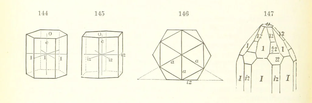 An illustration from A Text-Book of Mineralogy. With an extended treatise on crystallography and physical mineralogy. By E. S. Dana ... on the plan and with the co-operation of Professor James D. Dana, etc, 1877, leaf 50