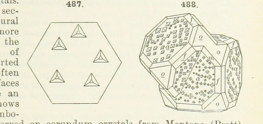 An illustration from A Text-Book of Mineralogy. With an extended treatise on crystallography and physical mineralogy ... on the plan and with the co-operation of ... James D. Dana ... With ... woodcuts ... Newly revised and enlarged. 17th edition, etc, 1898, leaf 169