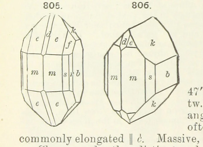 An illustration from A Text-Book of Mineralogy. With an extended treatise on crystallography and physical mineralogy ... on the plan and with the co-operation of ... James D. Dana ... With ... woodcuts ... Newly revised and enlarged. 17th edition, etc, 1898, leaf 438