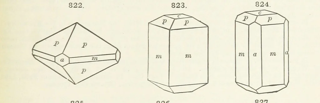 An illustration from A Text-Book of Mineralogy. With an extended treatise on crystallography and physical mineralogy ... on the plan and with the co-operation of ... James D. Dana ... With ... woodcuts ... Newly revised and enlarged. 17th edition, etc, 1898, leaf 445