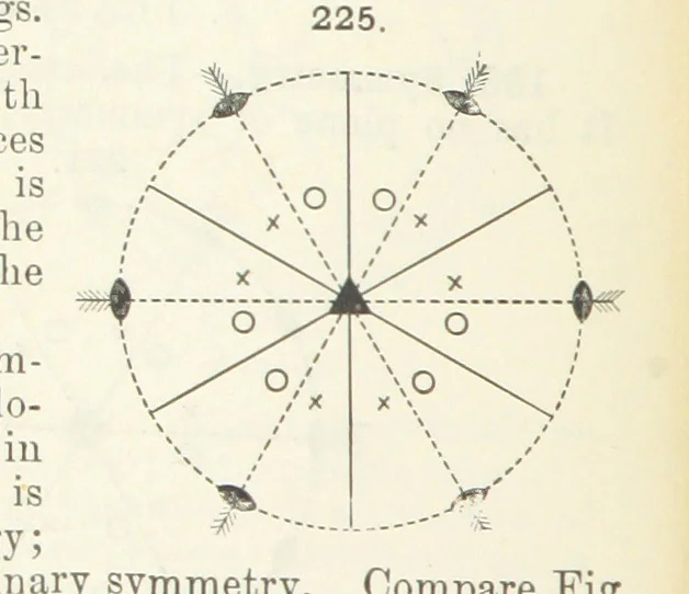 An illustration from A Text-Book of Mineralogy. With an extended treatise on crystallography and physical mineralogy ... on the plan and with the co-operation of ... James D. Dana ... With ... woodcuts ... Newly revised and enlarged. 17th edition, etc, 1898, leaf 92