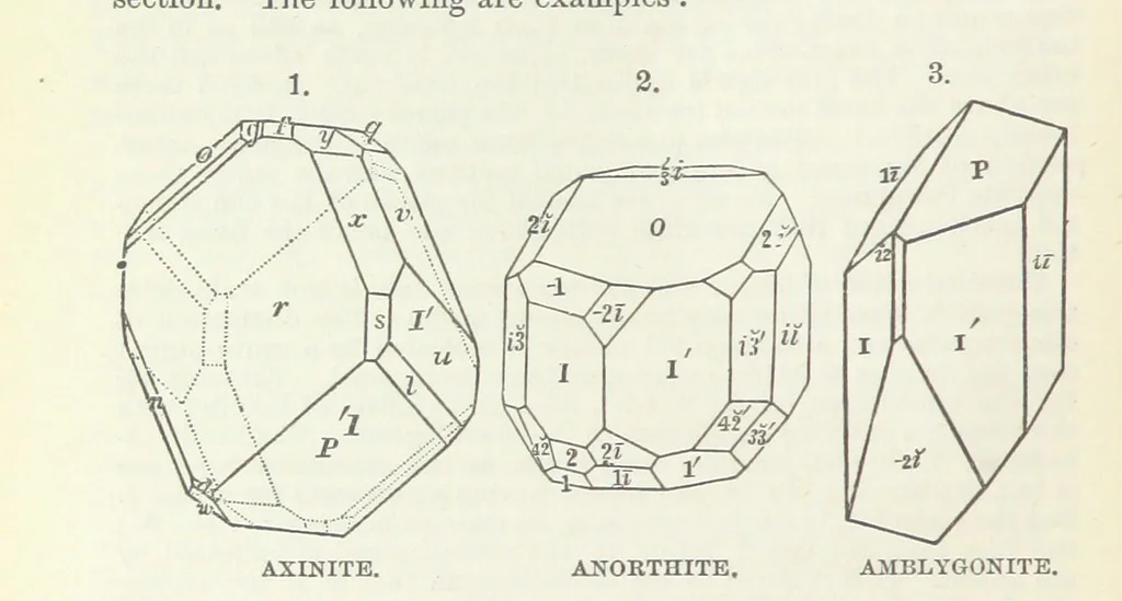 An illustration from Manual of Mineralogy, including observations on mines, rocks, reduction of ores, and the applications of the science to the arts ... Fourth edition, 1878, leaf 58