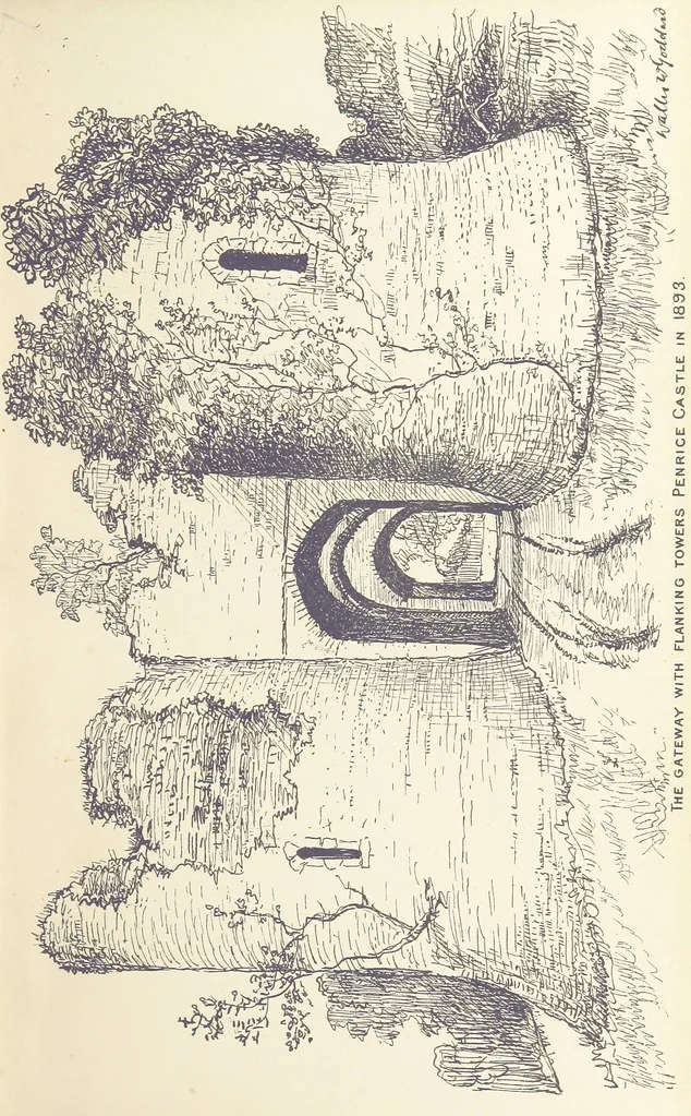 An illustration from A History of West Gower, Glamorganshire. (pt. 2. Historical Notices of the Parishes of Llanmadoc and Cheriton, etc.-pt. 3. Historical Notices of the Parishes of Llangenydd and Rhosili, etc.-pt. 4. Historical Notices of the Parishes of Penrice, Oxwich and Nicholaston, etc.), 1877, leaf 17