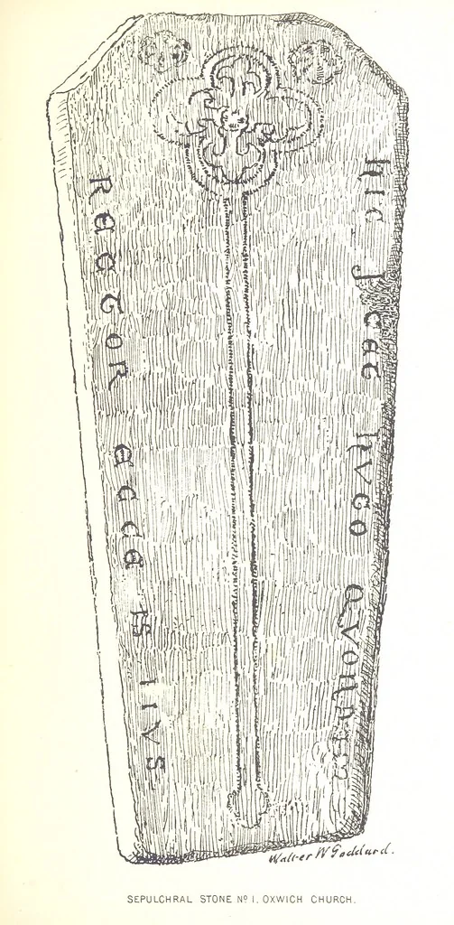 An illustration from A History of West Gower, Glamorganshire. (pt. 2. Historical Notices of the Parishes of Llanmadoc and Cheriton, etc.-pt. 3. Historical Notices of the Parishes of Llangenydd and Rhosili, etc.-pt. 4. Historical Notices of the Parishes of Penrice, Oxwich and Nicholaston, etc.), 1877, leaf 189