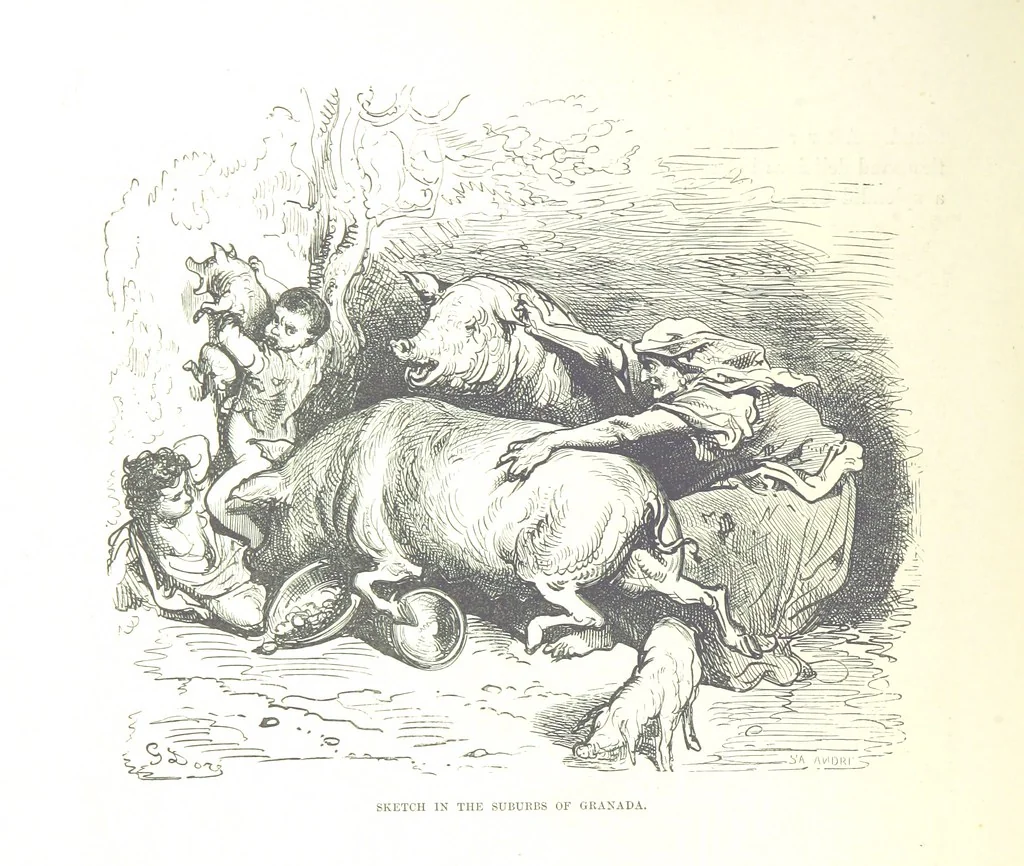 An illustration from Spain ... Illustrated by Gustave Doré. Translated by J. Thomson, 1876, leaf 190