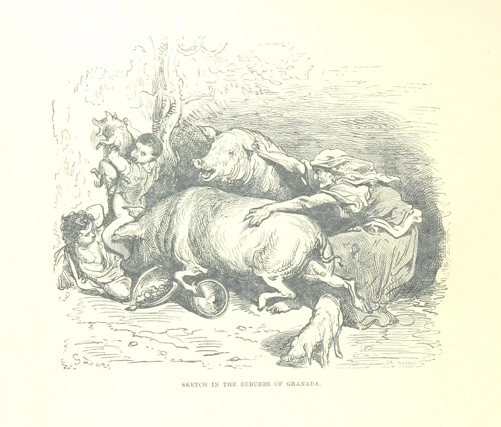 An illustration from Spain ... Illustrated by Gustave Doré. Translated by J. Thomson, 1881, leaf 184
