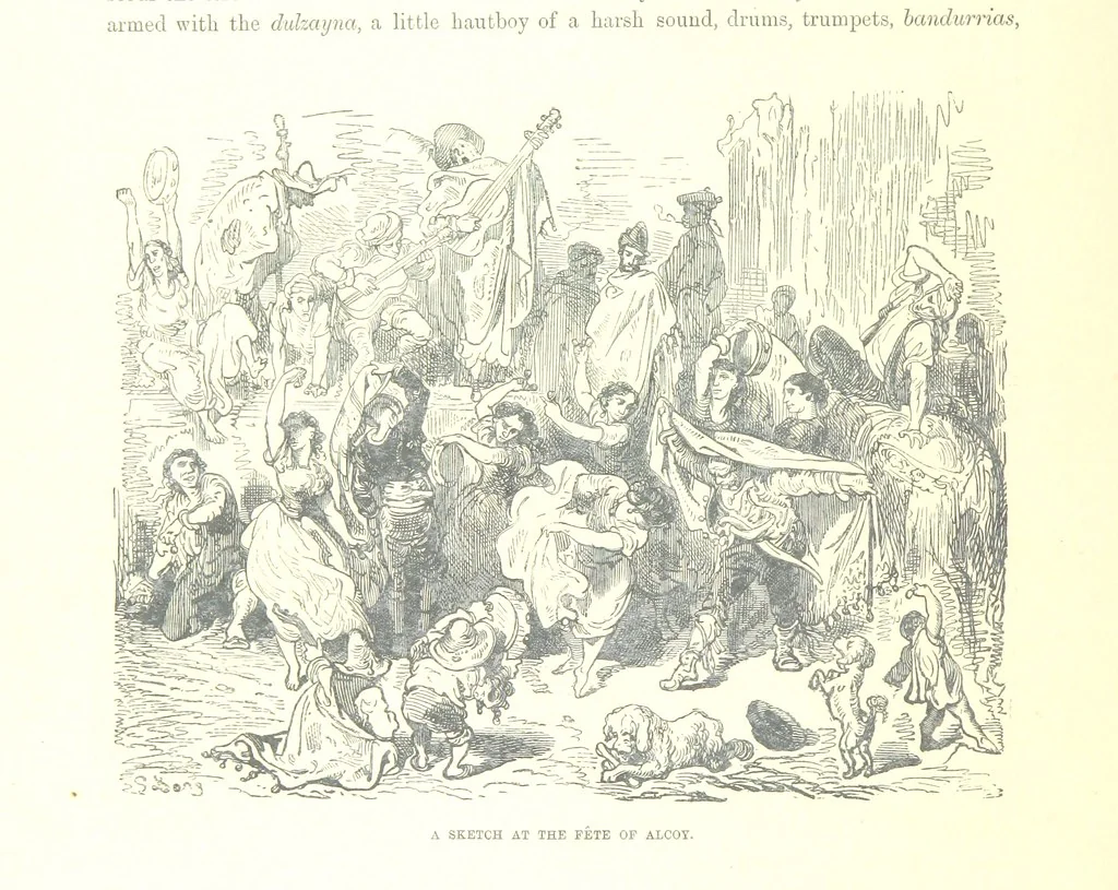 An illustration from Spain ... Illustrated by Gustave Doré. Translated by J. Thomson, 1881, leaf 98