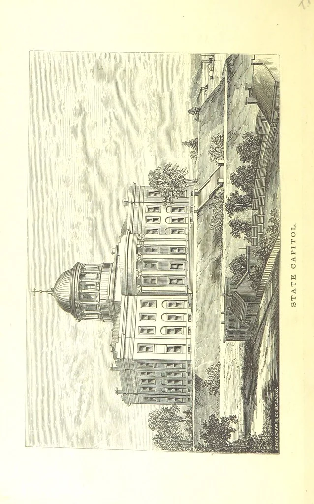 An illustration from An Illustrated History of Missouri. Comprising its early record, and civil, political, and military history from the first exploration to the present time. Including ... biographical sketches of prominent citizens. [With plates, 1876, leaf 10