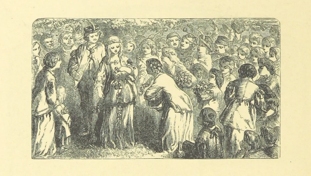 An illustration from Dawn to Daylight: or, Gleams from the poets of twelve centuries. With above two hundred illustrations, 1874, leaf 128