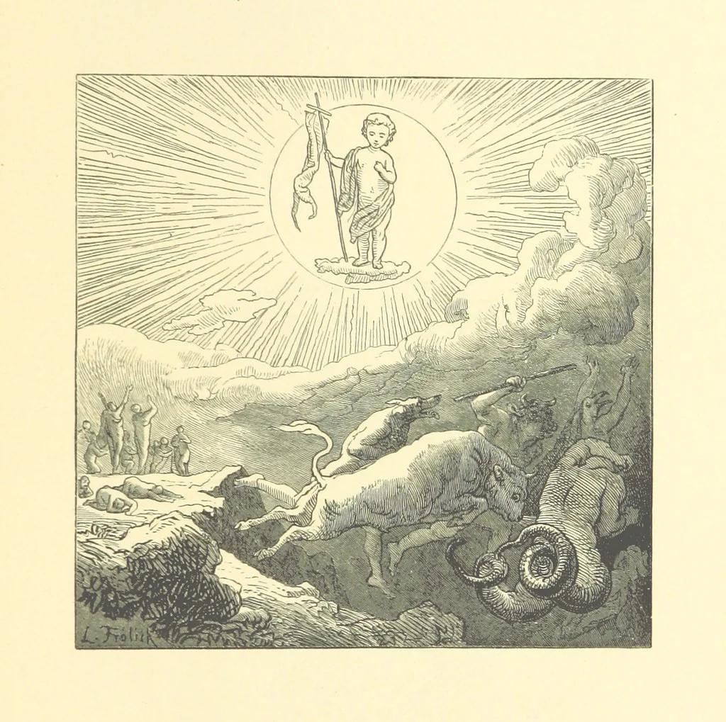 An illustration from Dawn to Daylight: or, Gleams from the poets of twelve centuries. With above two hundred illustrations, 1874, leaf 151