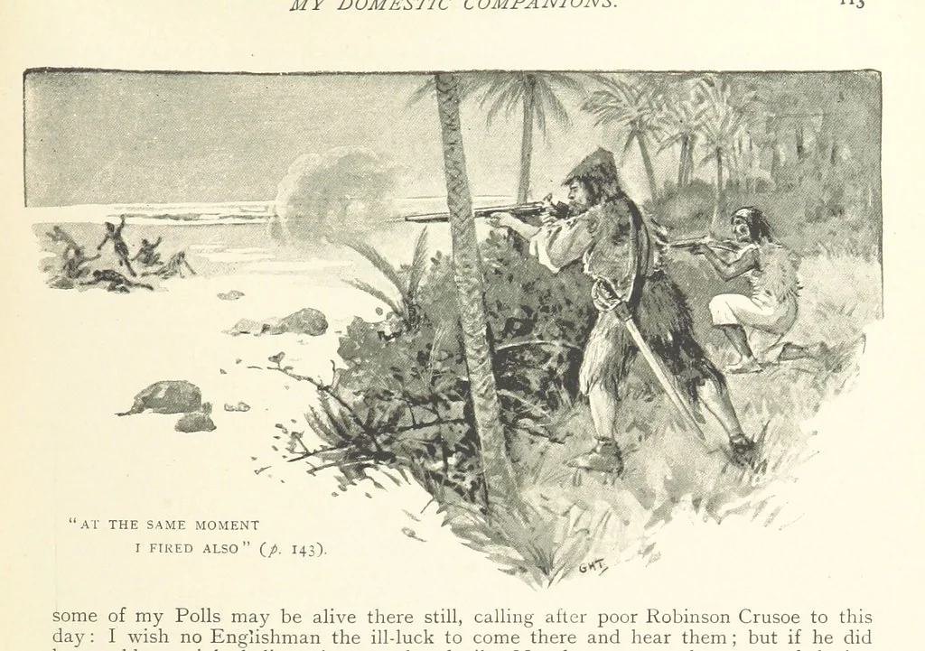 An illustration from The Life and Strange Surprising Adventures of Robinson Crusoe ... Illustrated, 1895, leaf 121