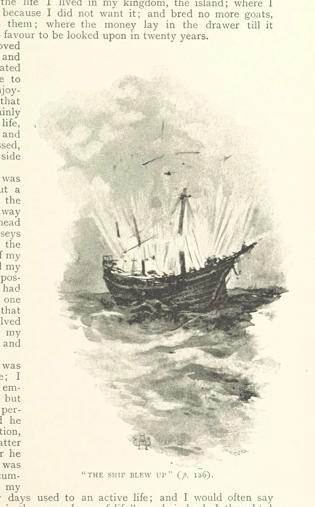 An illustration from The Life and Strange Surprising Adventures of Robinson Crusoe ... Illustrated, 1895, leaf 195